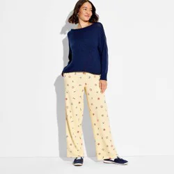 Zoe+Liv Women's Nautical Printed Tunnel Waist Graphic Pull-On Pants - Light Yellow XXL