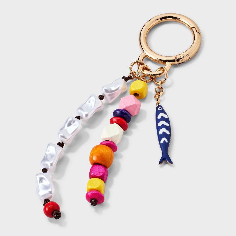 slide 1 of 2, Pearl & Bead Fish Dangle Bag Charm - Universal Thread™ Multi, 1 ct