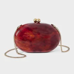 Acrylic Marbled Kiss Lock Minaudiere Clutch - A New Day™ Brown