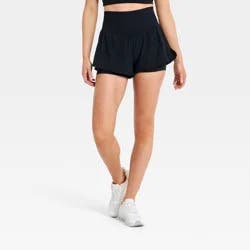 Women's Seamless Waistband Woven Shorts - JoyLab™ Black L