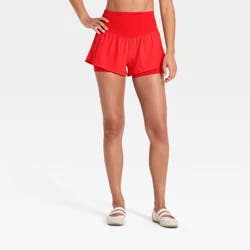 Women's Seamless Waistband Woven Shorts - JoyLab™ Red L