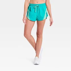 Women's Mesh Colorblock Woven Shorts - JoyLab™ Teal Green XXS