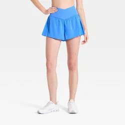 Women's Pleated Side Woven Shorts - JoyLab™ Blue XS
