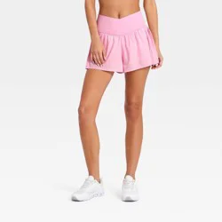 Women's Pleated Side Woven Shorts - JoyLab™ Light Pink Bandana L