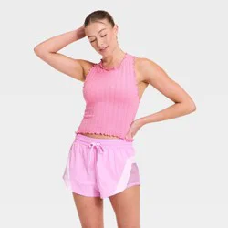 Women's Textured Ribbed Seamless Support Tank Top - JoyLab™ Neon Pink S