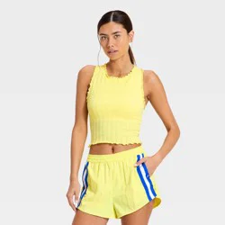 Women's Textured Ribbed Seamless Support Tank Top - JoyLab™ Yellow L