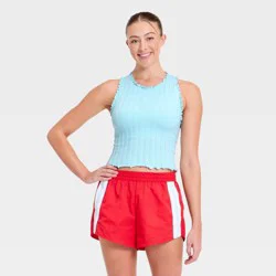 Women's Textured Ribbed Seamless Support Tank Top - JoyLab™ Light Blue XS