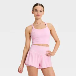 Women's Seamless Cropped Support Tank Top - JoyLab™ Pink L