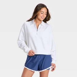 Women's Americana 1/2 Zip Sweatshirt - JoyLab™ White XXS