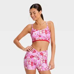 Women's Piped Sports Bra - JoyLab™ Red Tropical Print XXS