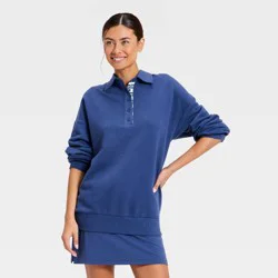 Women's French Terry Polo Sweatshirt - JoyLab™ Dark Blue XXS