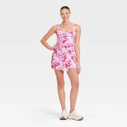 Women's Knit Side-Tie Active Dress - JoyLab™ Red Tropical Floral XL