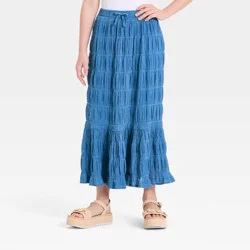 Girls' Textured Tiered Maxi Skirt - Cat & Jack™ Blue S