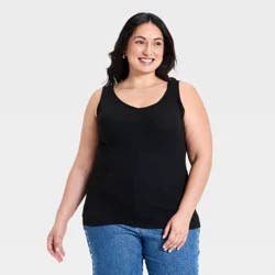 Women's Slim Fit Ribbed Tank Top - Ava & Viv™ Black 1X