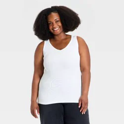 Women's Slim Fit Ribbed Tank Top - Ava & Viv™ White 1X