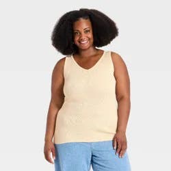 Women's Slim Fit Ribbed Tank Top - Ava & Viv™ Tan 1X