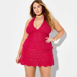 Women's Crochet Beaded Halter Sweater Tank - Wild Fable™ Pink XXL