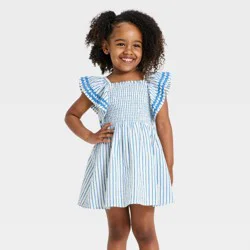Toddler Girls' Striped Dress - Cat & Jack™ Blue 5T