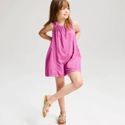 Girls' Woven Gauze Romper - Cat & Jack™ Rose Pink M