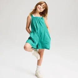 Girls' Woven Gauze Romper - Cat & Jack™ Green XL