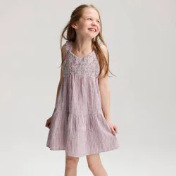 Girls' Striped Smocked A-Line Dress - Cat & Jack™ Off-White XL