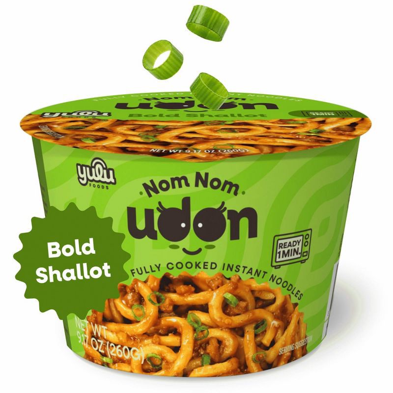 slide 1 of 7, YULU Nom Nom Udon Bold Shallot Flavor Instant Noodles Cup - 9.17oz, 9.17 oz