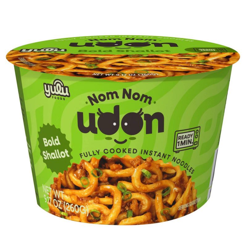 slide 1 of 6, YULU Nom Nom Udon Bold Shallot Flavor Instant Noodles Cup - 9.17oz, 9.17 oz