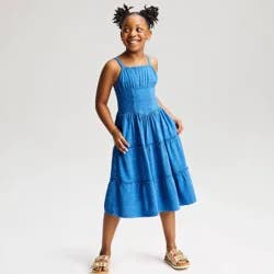 Girls' Midi A-Line Dress - Cat & Jack™ Indigo XS