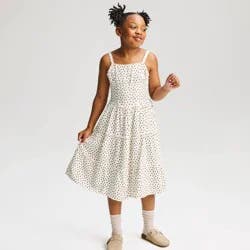 Girls' Floral Midi A-Line Dress - Cat & Jack™ Cream S