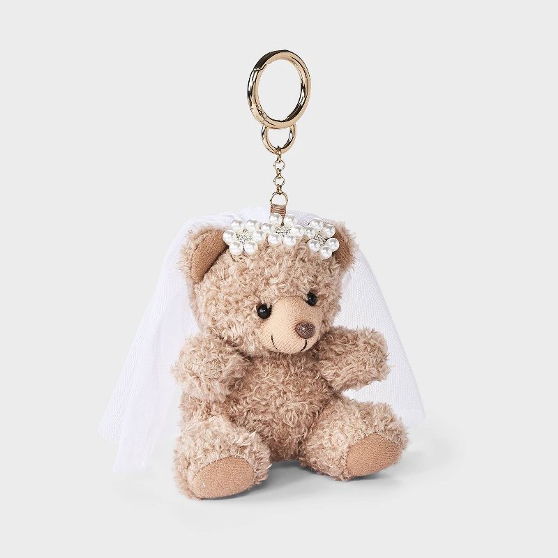 slide 1 of 3, Bridal Teddy Bear Bag Charm - A New Day™ Multi, 1 ct