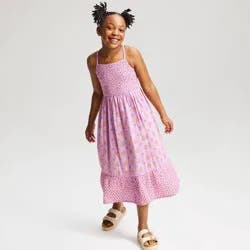 Girls' Woven Floral Printed Maxi Dress - Cat & Jack™ Lilac Purple S