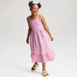 Girls' Woven Floral Printed Maxi Dress - Cat & Jack™ Lilac Purple L
