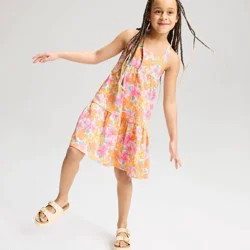Girls' Tropical Floral Printed Knit Beach Dress - Cat & Jack™ S