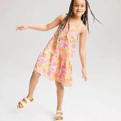Girls' Tropical Floral Printed Knit Beach Dress - Cat & Jack™ M