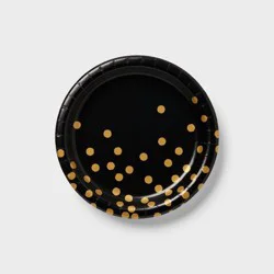 20ct Black/Gold Confetti Snack Paper Plates - Spritz™"
