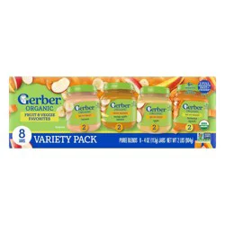 Gerber Non-GMO Organic Baby Food Glass Jars - 8ct: 6 Months and Up, 2nd Stage, Pureed Baby Meals, Apple Mango Banana Squash