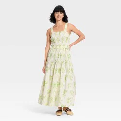 Women's Smocked Maxi A-Line Dress - Universal Thread™ Green Floral L