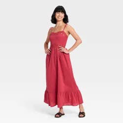 Women's Lace Cami Midi A-Line Dress - Universal Thread™ Berry Pink M