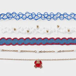 Girls' 5pk Crab Choker Set - Cat & Jack™ Gold/Blue