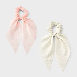 Girls' 2pk Paisley Print Twister Scarves - art class™ Pink and White