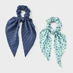 Girls' 2pk Ditsy Floral Print Twister Scarves - art class™ Blue