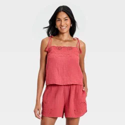 Women's Cutwork Tank Top - Universal Thread™ Berry Red M