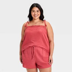 Women's Cutwork Tank Top - Universal Thread™ Berry Red XXL