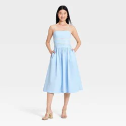 Women's Lace Trim Midi Dress - A New Day™ Light Blue L