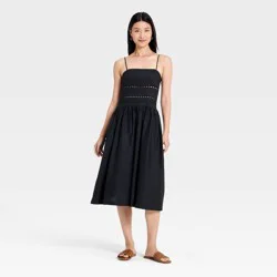 Women's Lace Trim Midi Dress - A New Day™ Black L