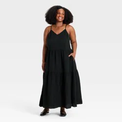 Women's Tiered Maxi Dress - A New Day™ Black XXL