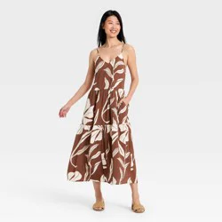 Women's Tiered Maxi Dress - A New Day™ Brown/White Floral XS