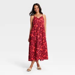 Women's Tiered Maxi Dress - A New Day™ Burgundy Floral S
