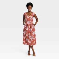 Women's Short Sleeve Corset Midi Dress - A New Day™ Pink Floral XS