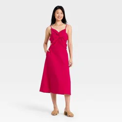 Women's Constructed Flower Midi Dress - A New Day™ Dark Pink M